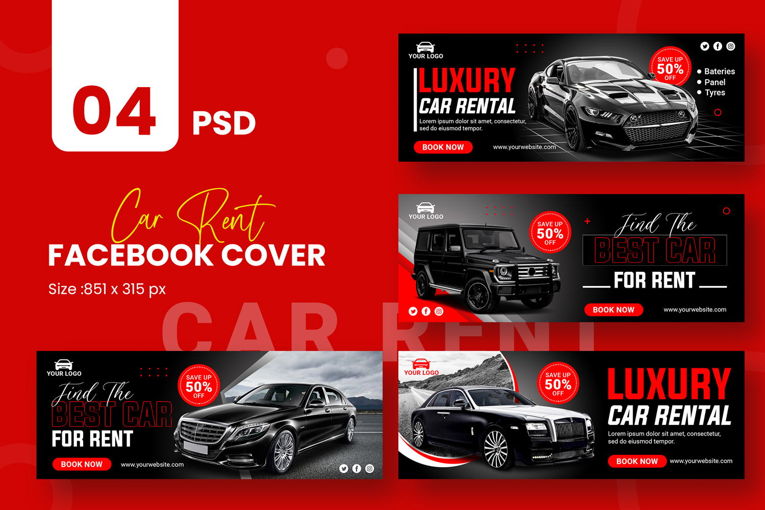 Luxury Car Rent Facebook Covers Social Media