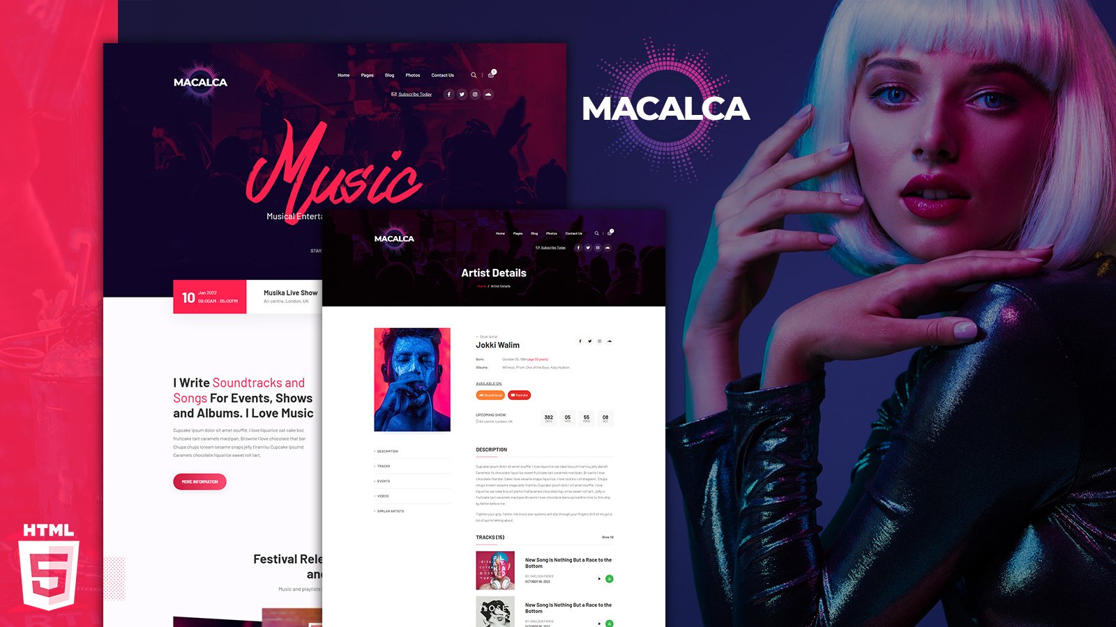 Macalca Music Enthusiast HMTL5Website Template