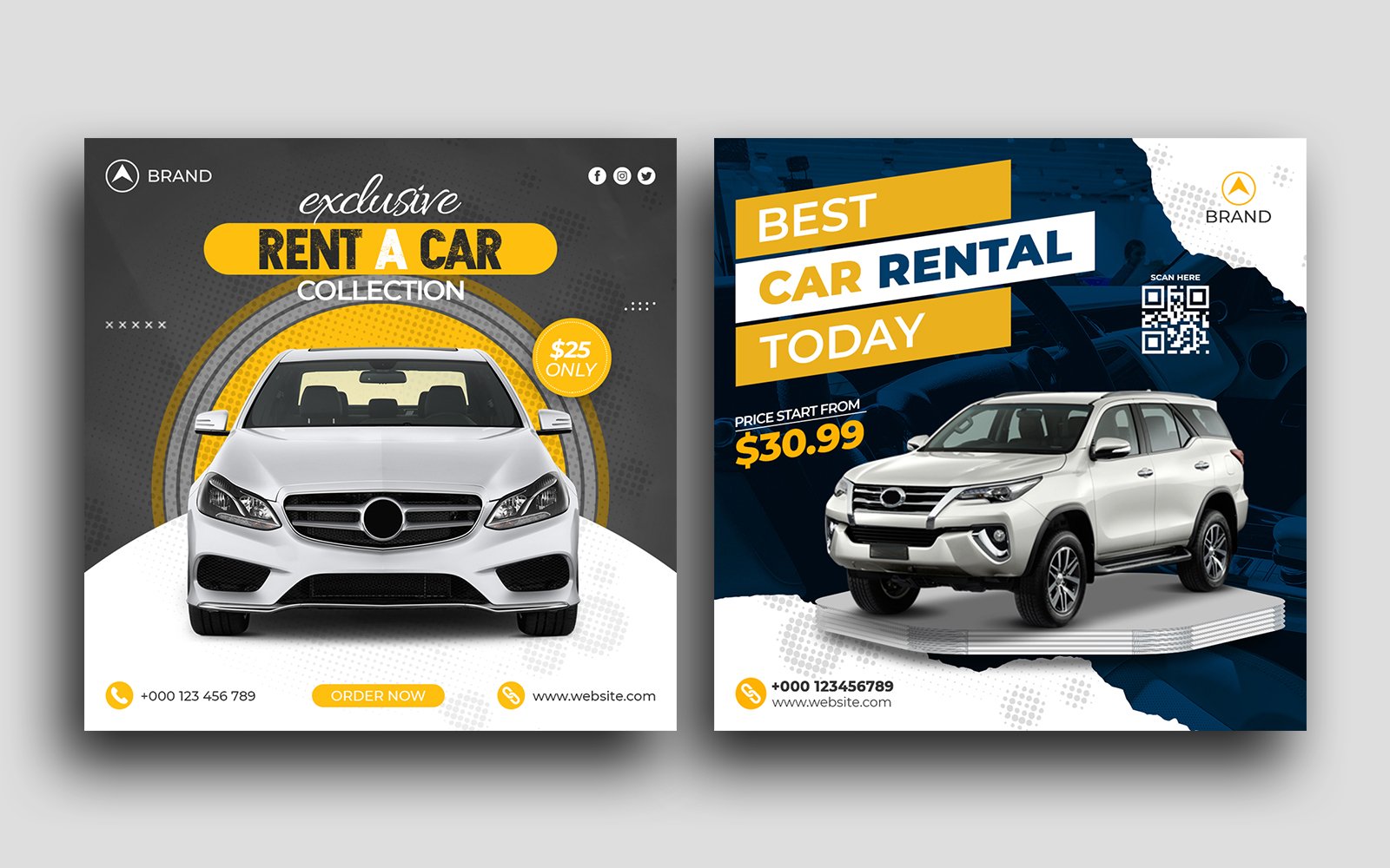 Rent A Car promotion social media post banner template