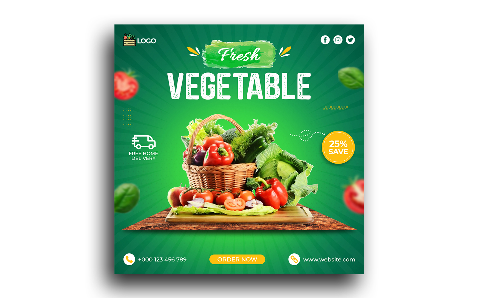 Fresh and healthy Vegetable Social Media Post Template