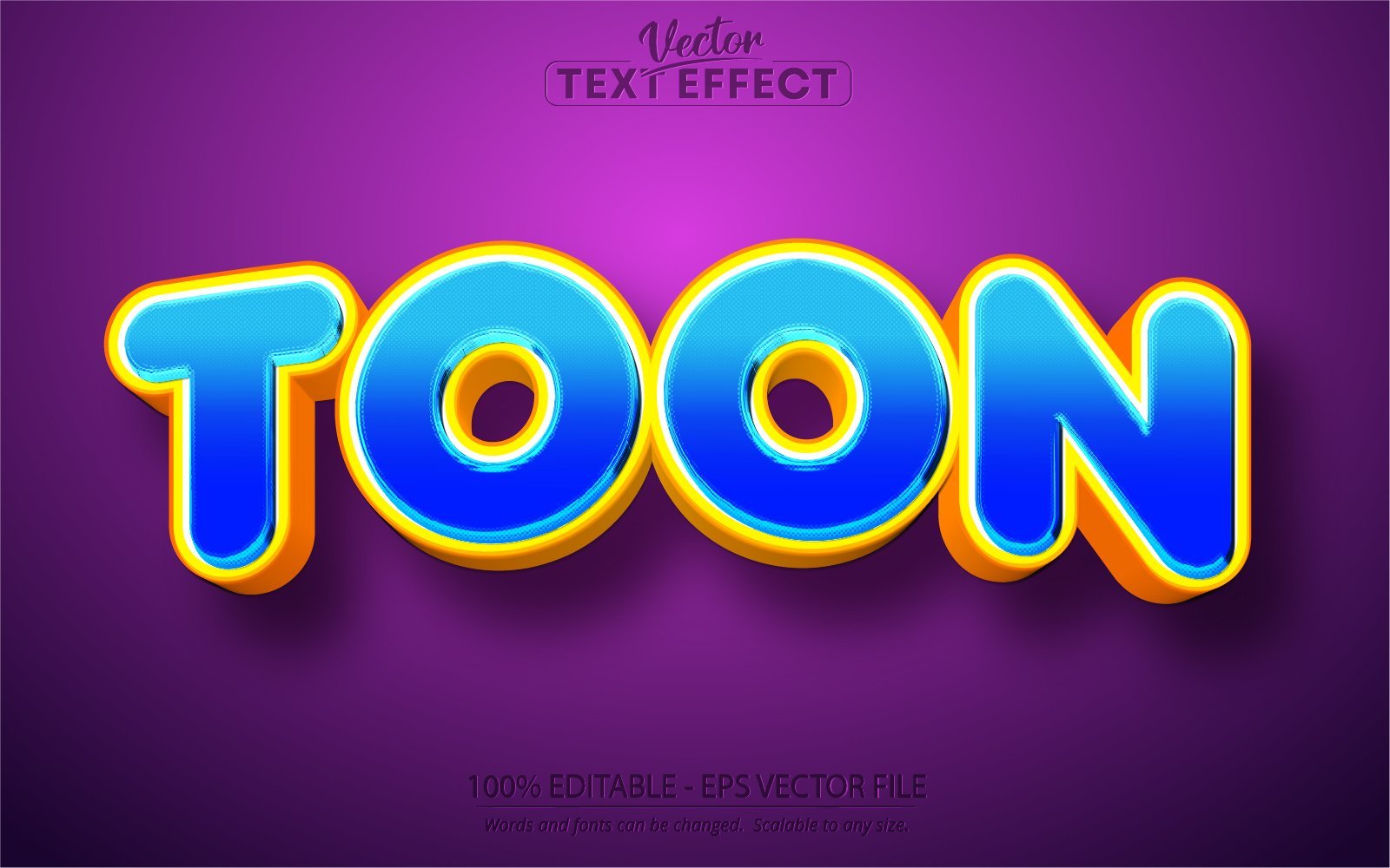 Toon - Editable Text Effect, Blue Color Cartoon Text Style, Graphics Illustration