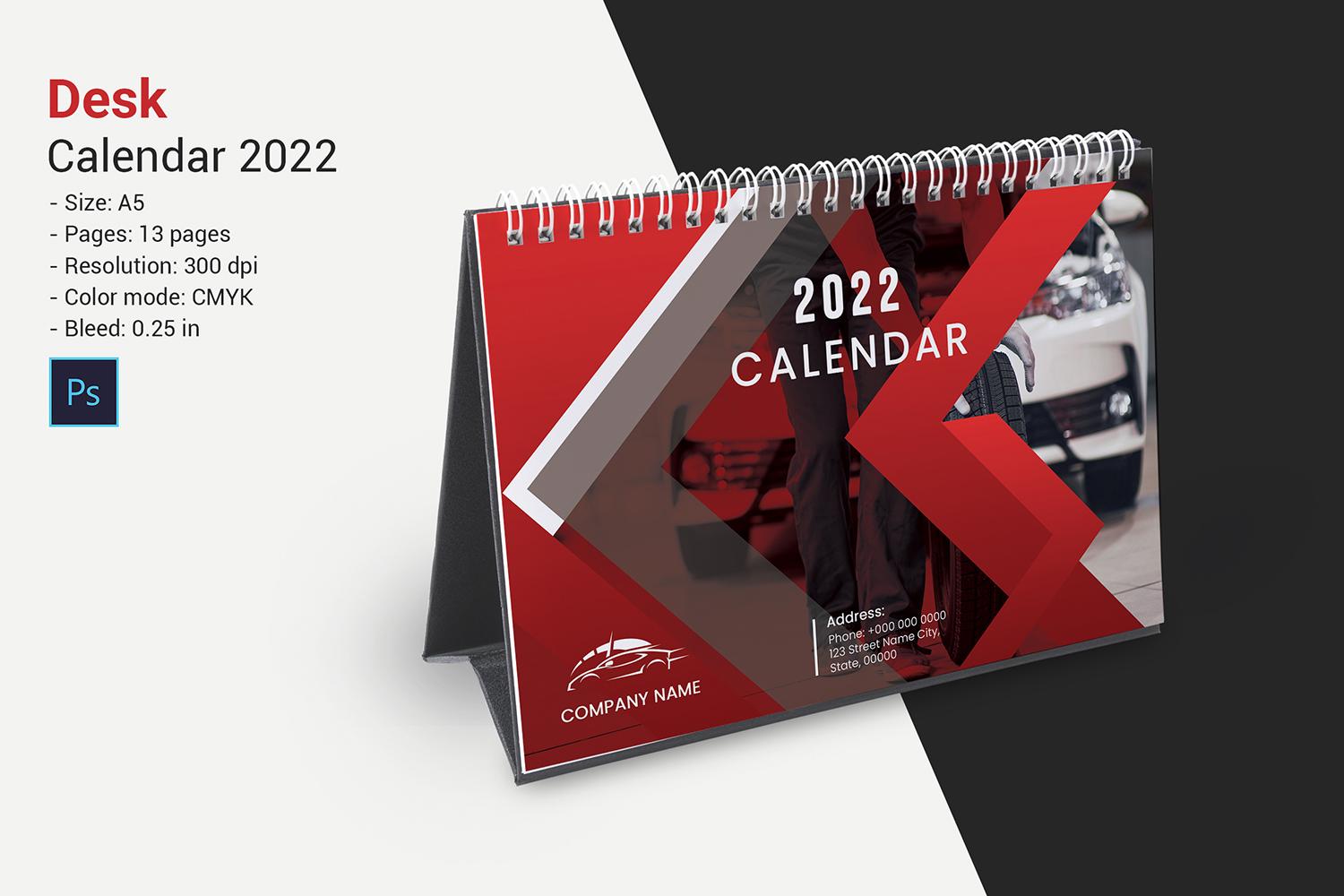 2024 Desk Calendar Printable Photoshop Template