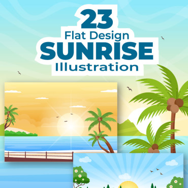 Sunset Landscape Illustrations Templates 223040