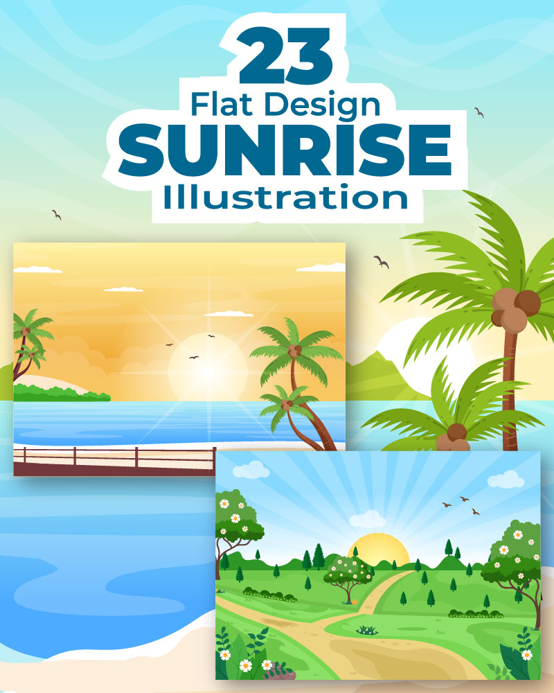 23 Sunrise Landscape Background Illustration