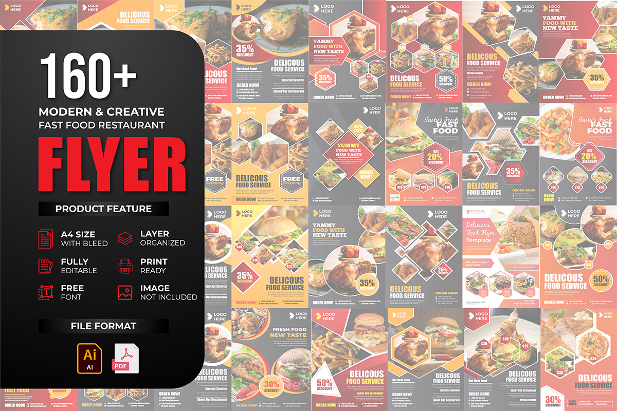 Creative and modern Fast Food Restaurant flyer template