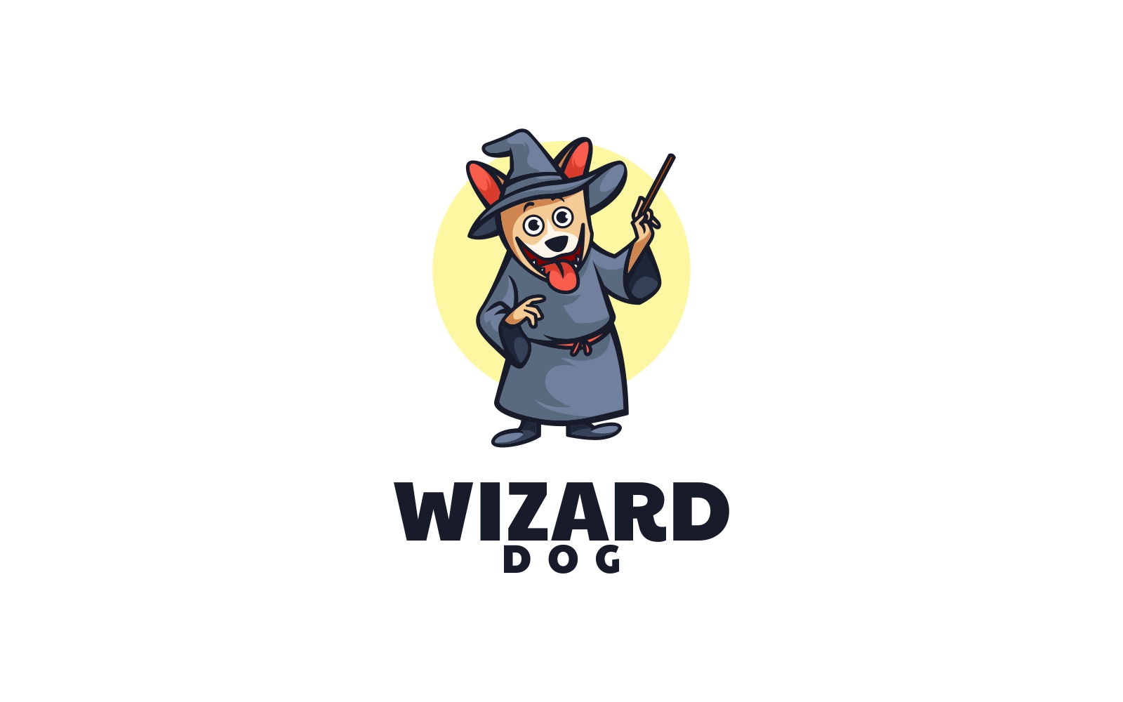 Wizard Dog Cartoon Logo Style