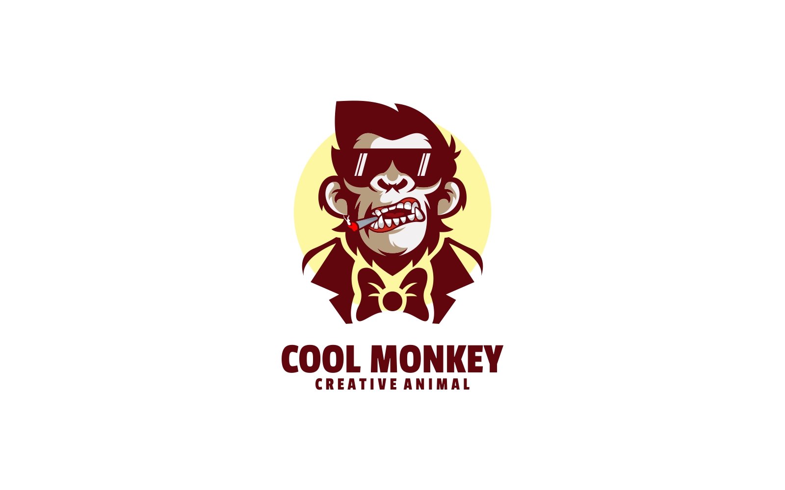 Cool Monkey Cartoon Silhouette Logo