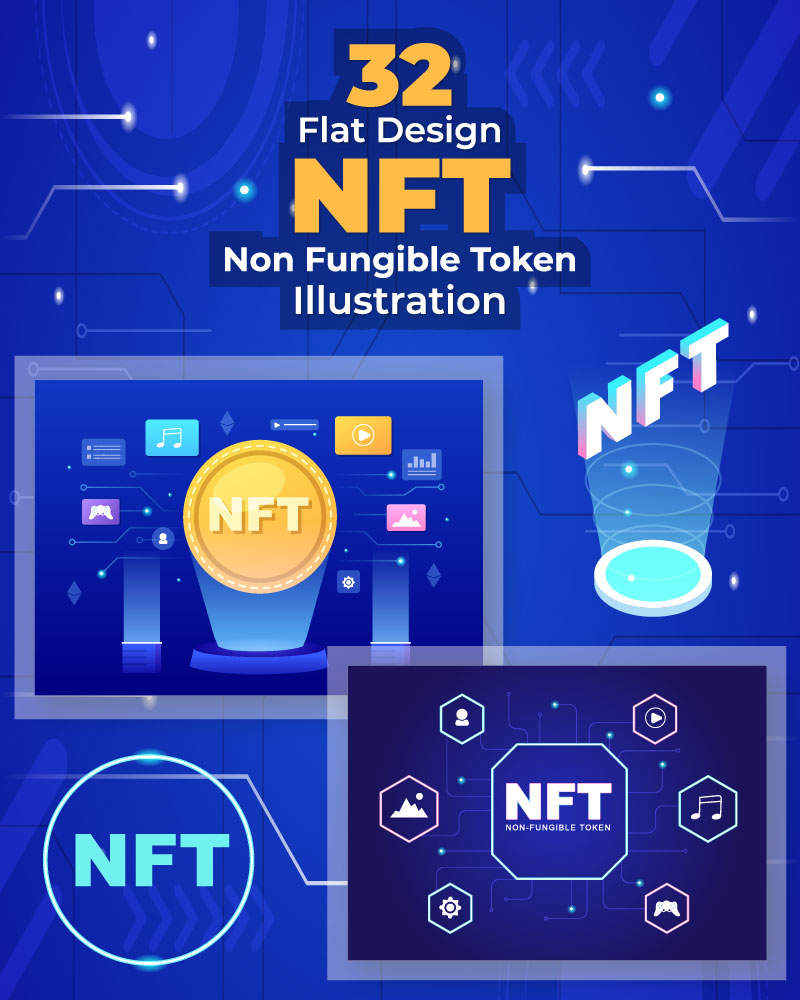 32 NFT Non Fungible Token Crypto Art Illustration