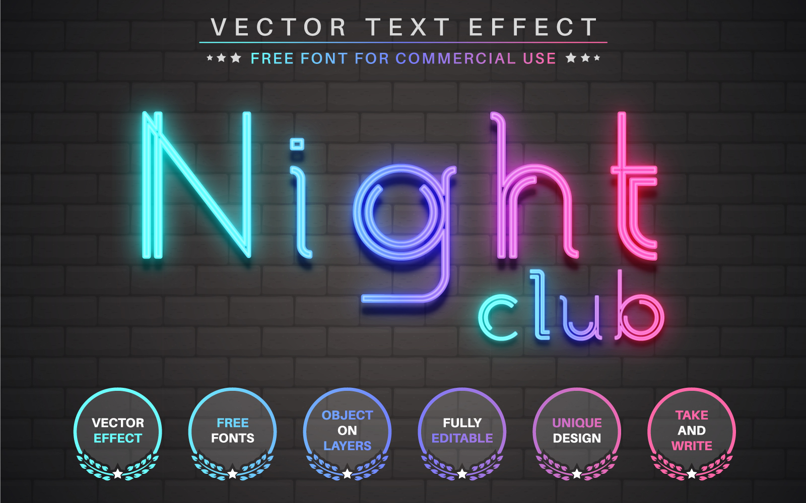 Night Club Light - Editable Text Effect, Font Style, Graphics Illustration