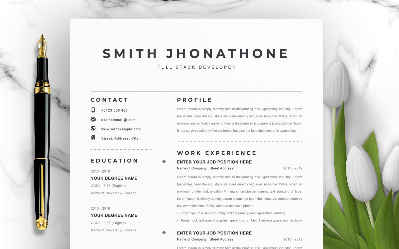Smith Jhonathone / Clean Resume Template