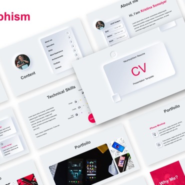 Cv Neumorphism PowerPoint Templates 224900