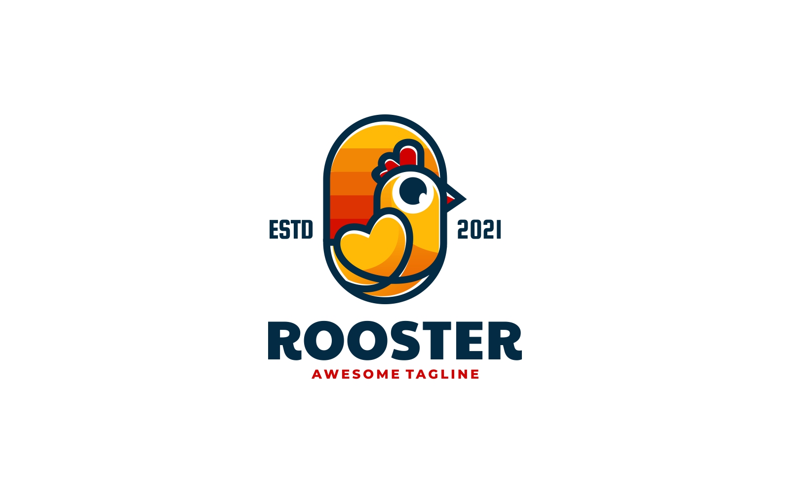 Rooster Color Badge Logo Style