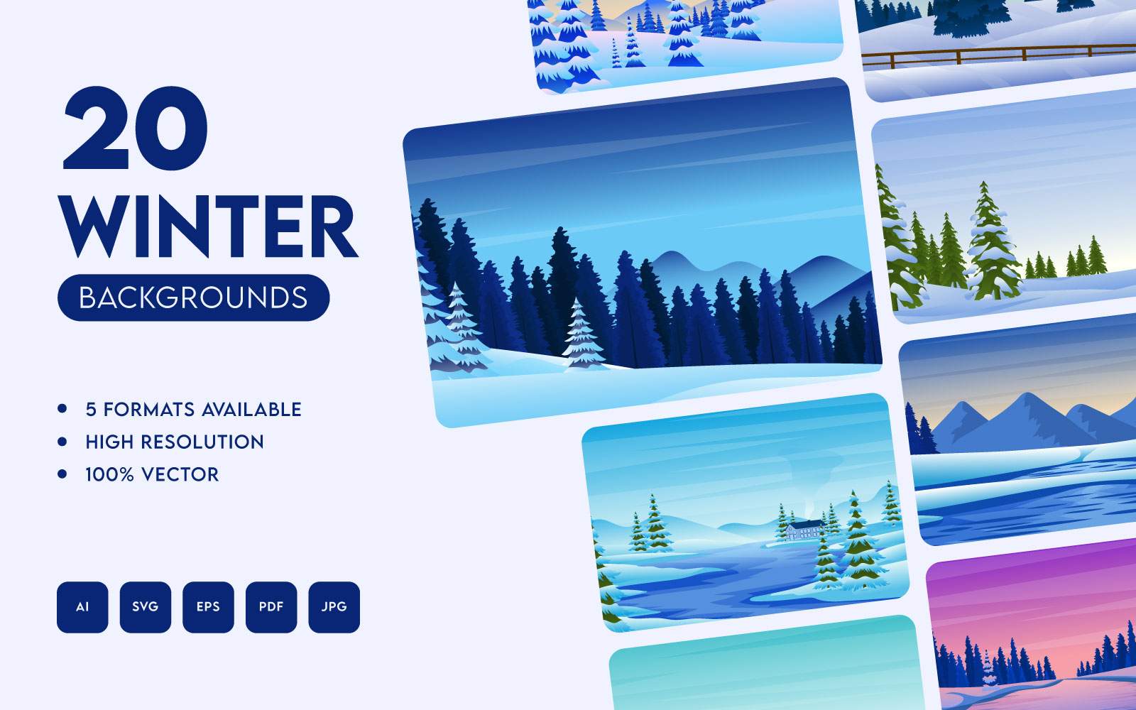 20 Flat Winter Backgrounds