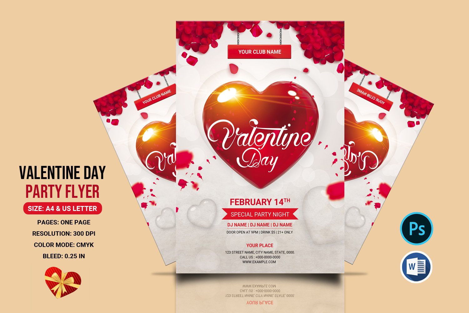 Valentines Day Party Invitation Flyer Corporate Identity Template