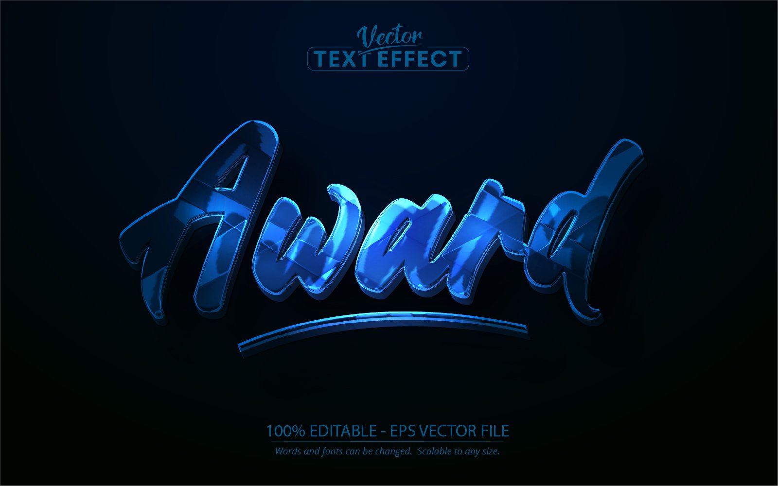 Award - Editable Text Effect, Metallic Blue Text Style, Graphics Illustration