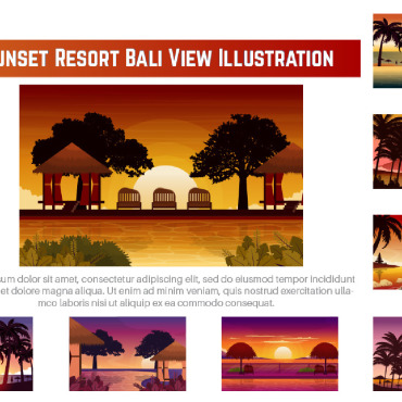 Sunset Hut Illustrations Templates 225405