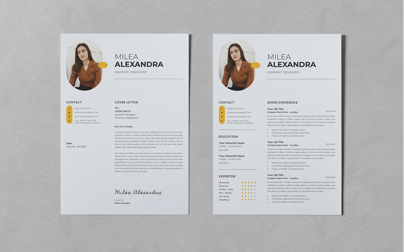 Minimalist Resume CV Set Templates