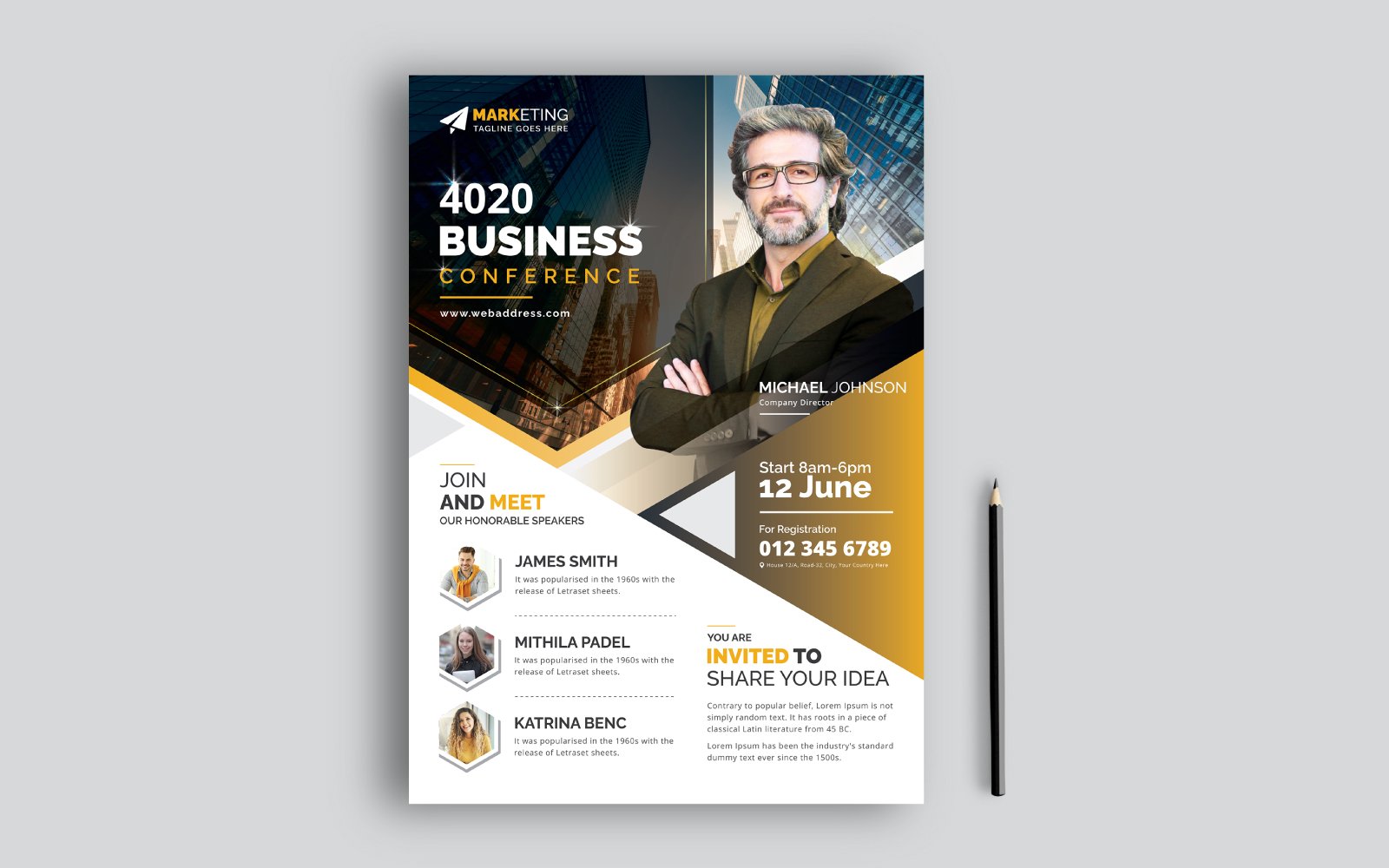 Conference Flyer, High-Quality Conference Flyer Templates, Customizable Conference Flyer or Poster