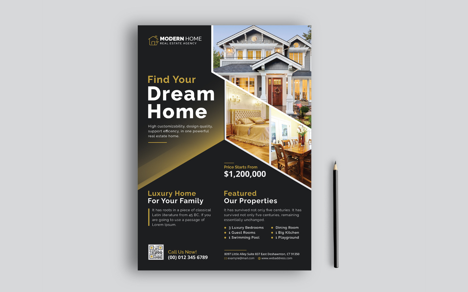 Modern Home Sale Real Estate Property Realtor Flyer Template Clean Design