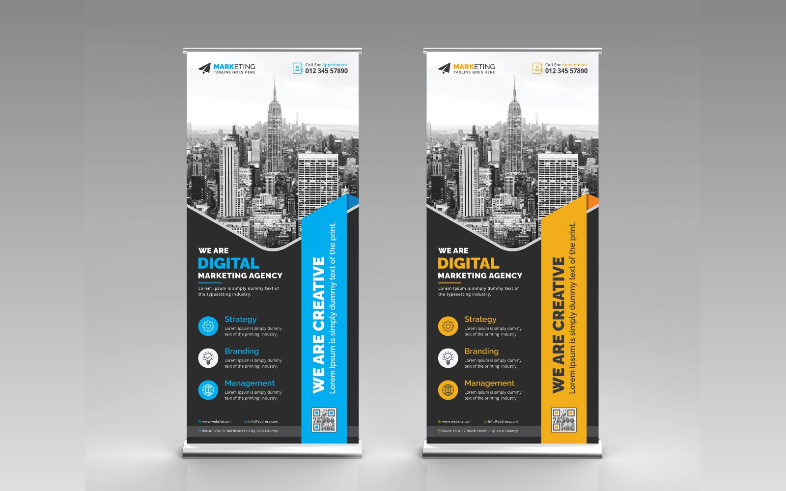 Black Roll Up Banner | Corporate Business Roll up, Pull Up Vertical Stand Banner, Standee Design