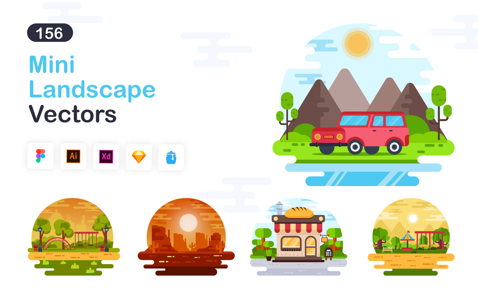 156 Mini Landscape Vectors