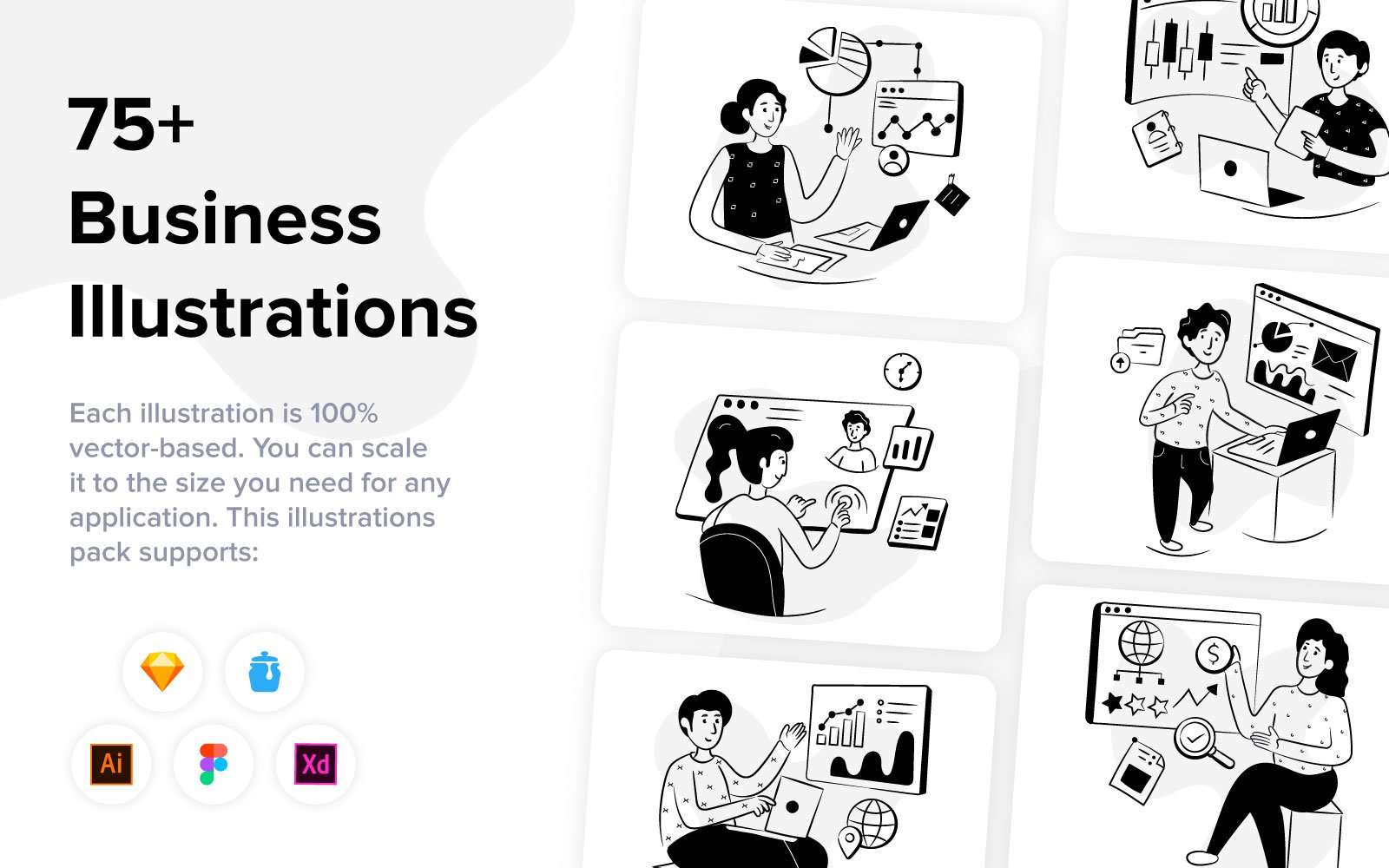 79 Hand Drawn Business Illustrations