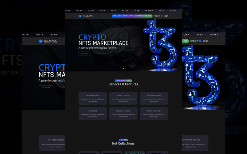 Cryptocurrency NFT Marketplace HTML5 Website Template