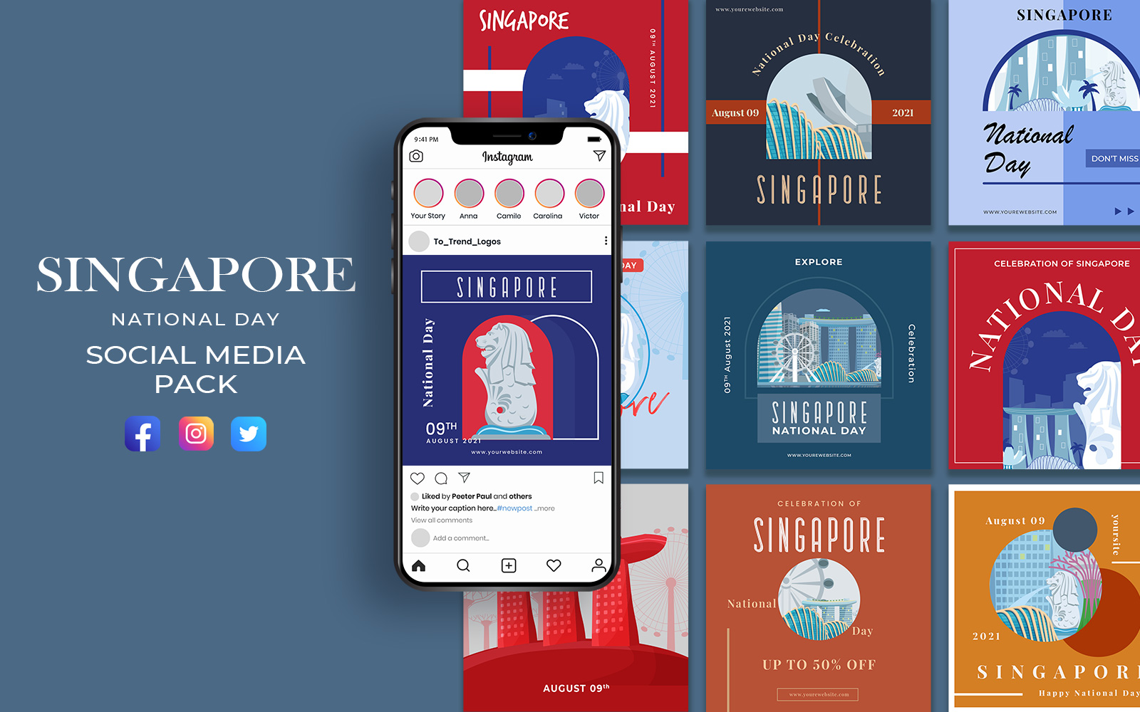 Singapore National Day Social Media Template