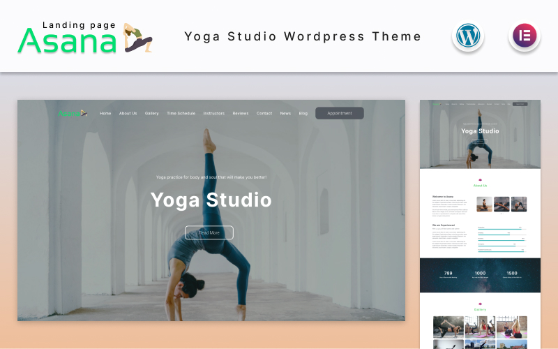 Asana - Yoga Studio Landing page WordPress Theme