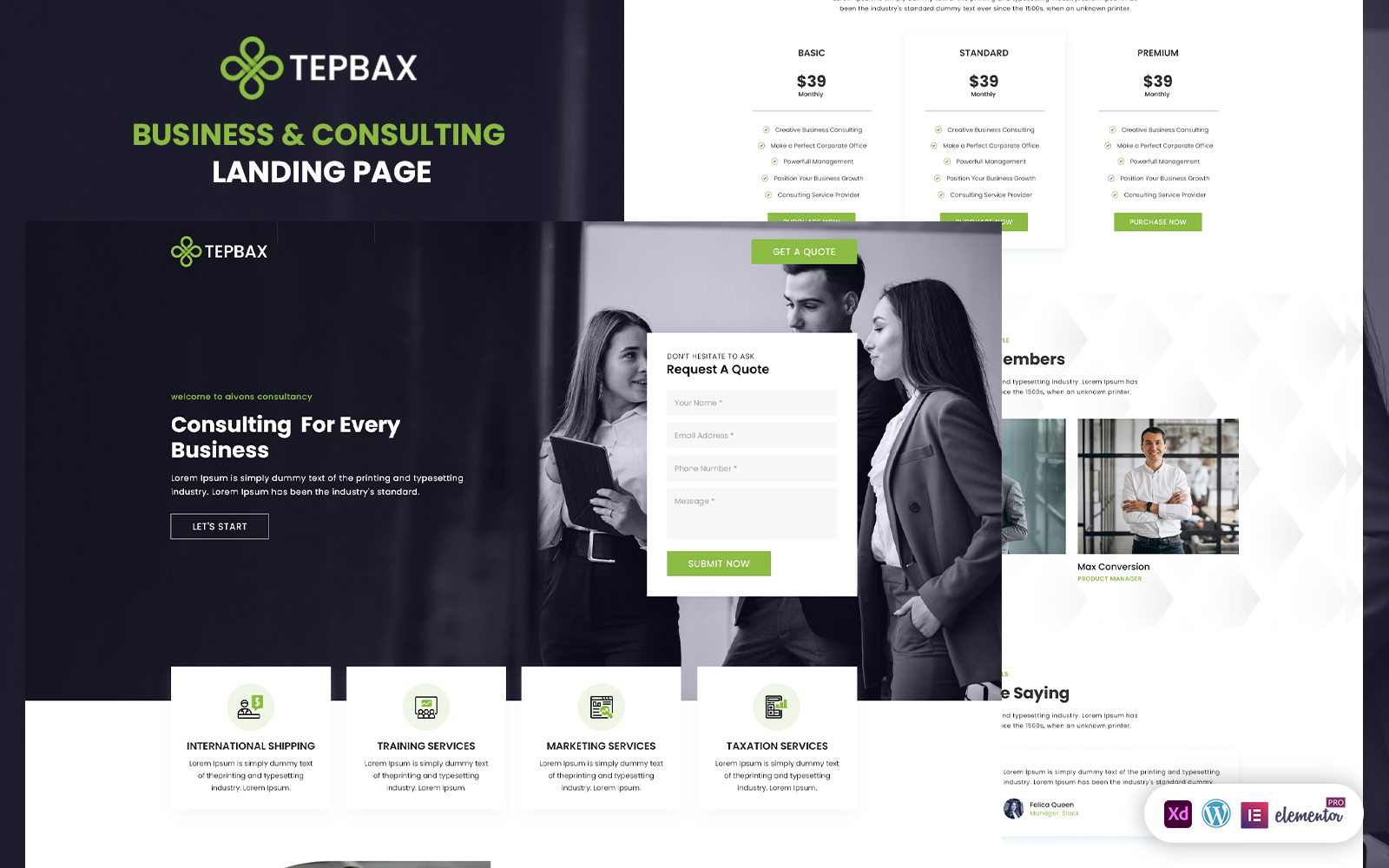 Tepbax Online Business Services Ready to use Elementor Landing Page