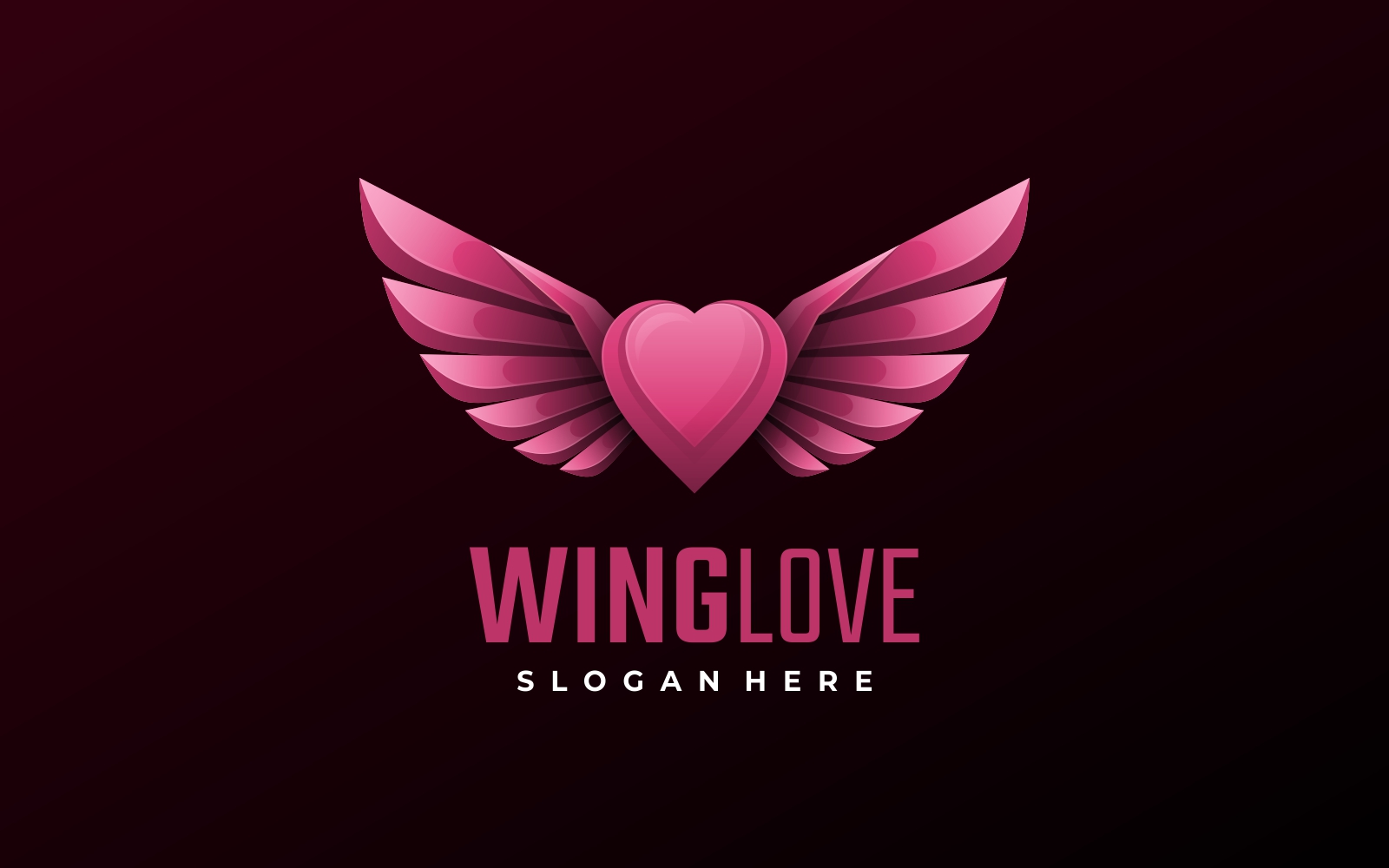 Wing Love Gradient Logo Style