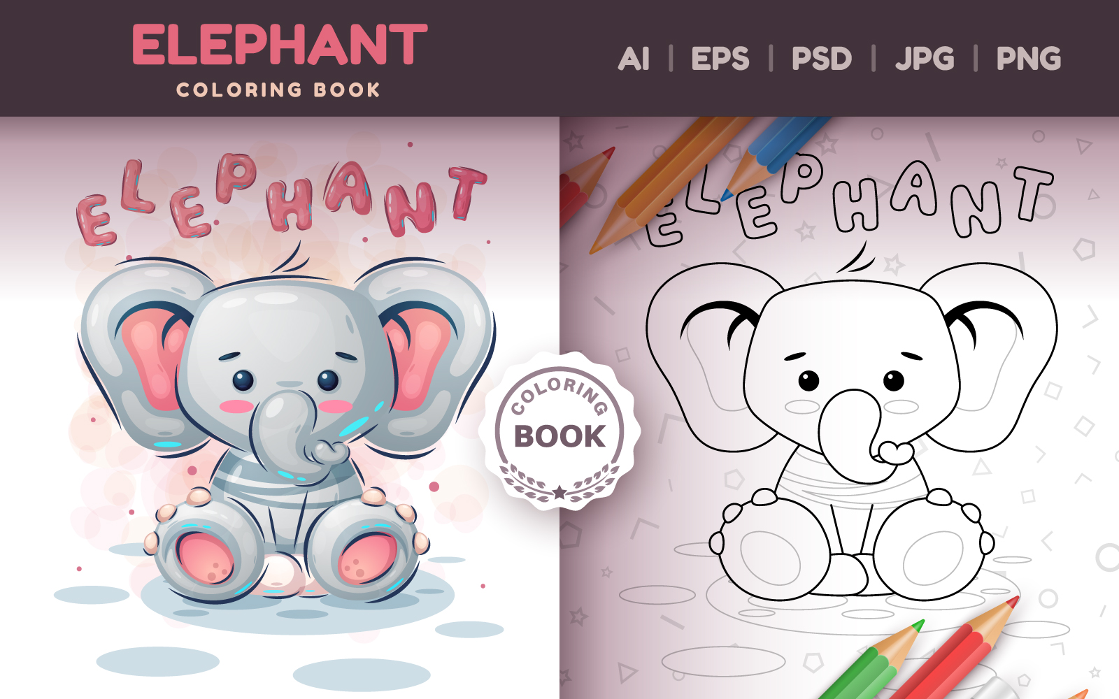 Teddy Elephant - Game For Kids, Coloring Book, Graphics Illustration