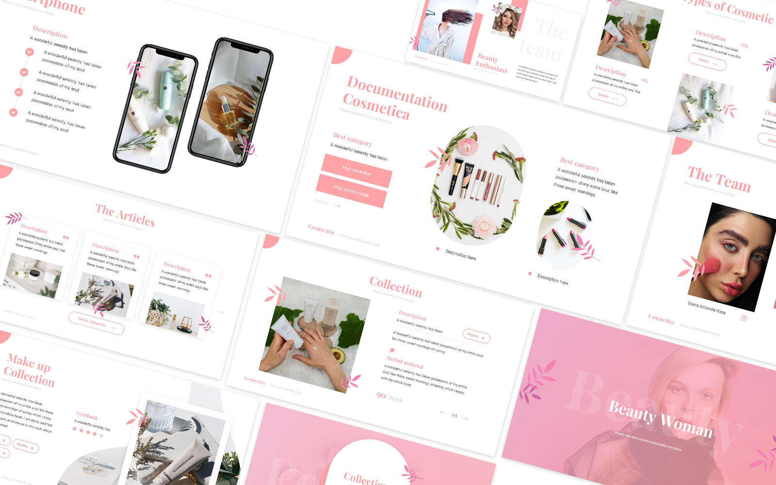 Beauty Care And Cometic Powerpoint Template