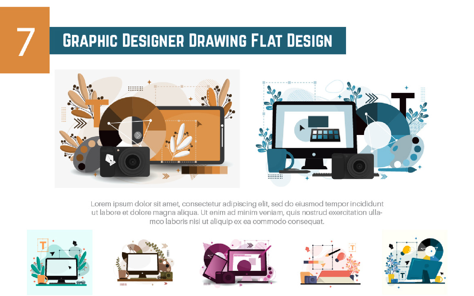 7 Graphic Designer Drawing Flat Design