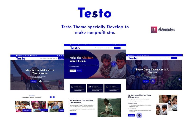 Testo– Nonprofit Charity Elementor Wordpress Theme