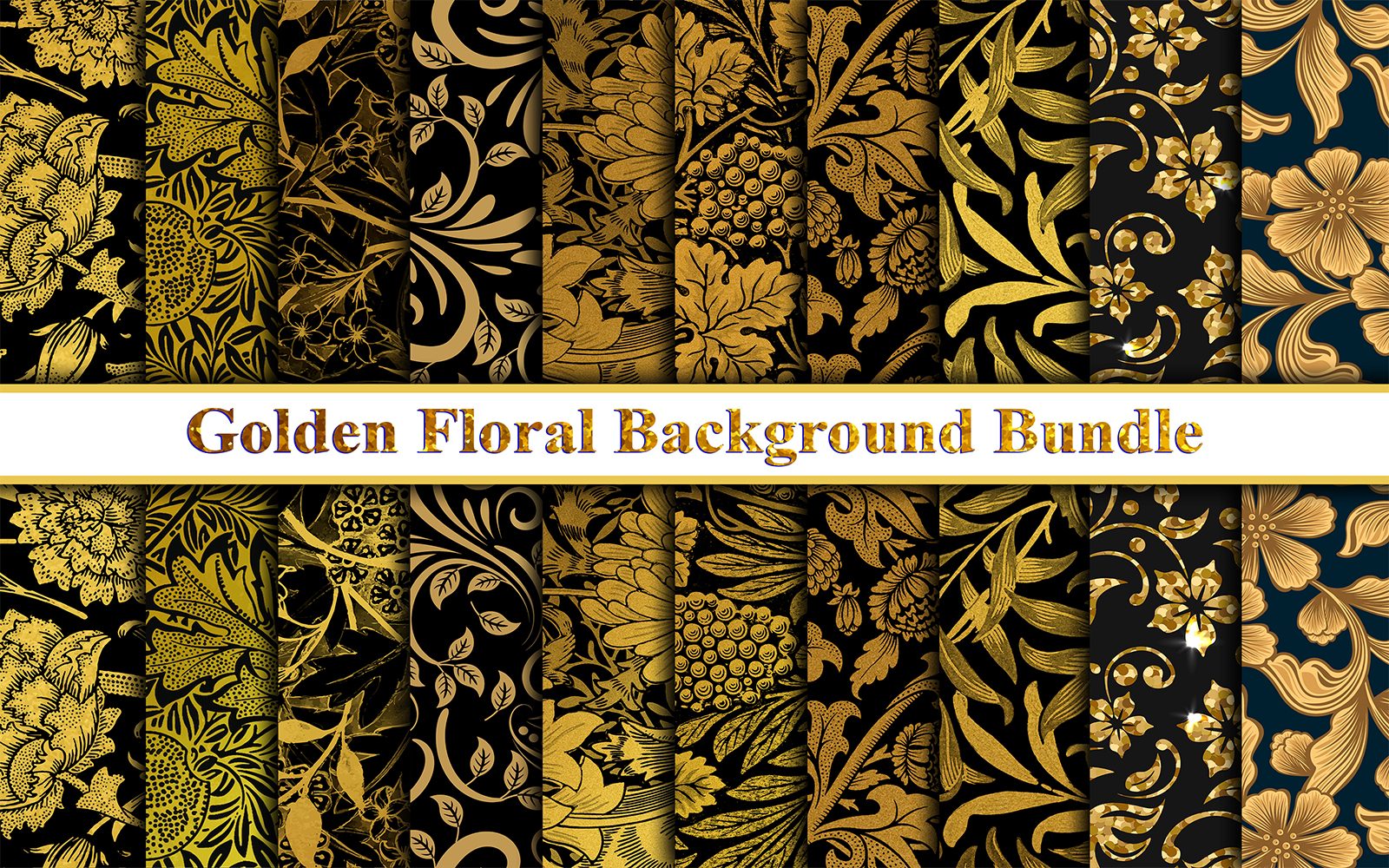 Golden Floral Background Bundle