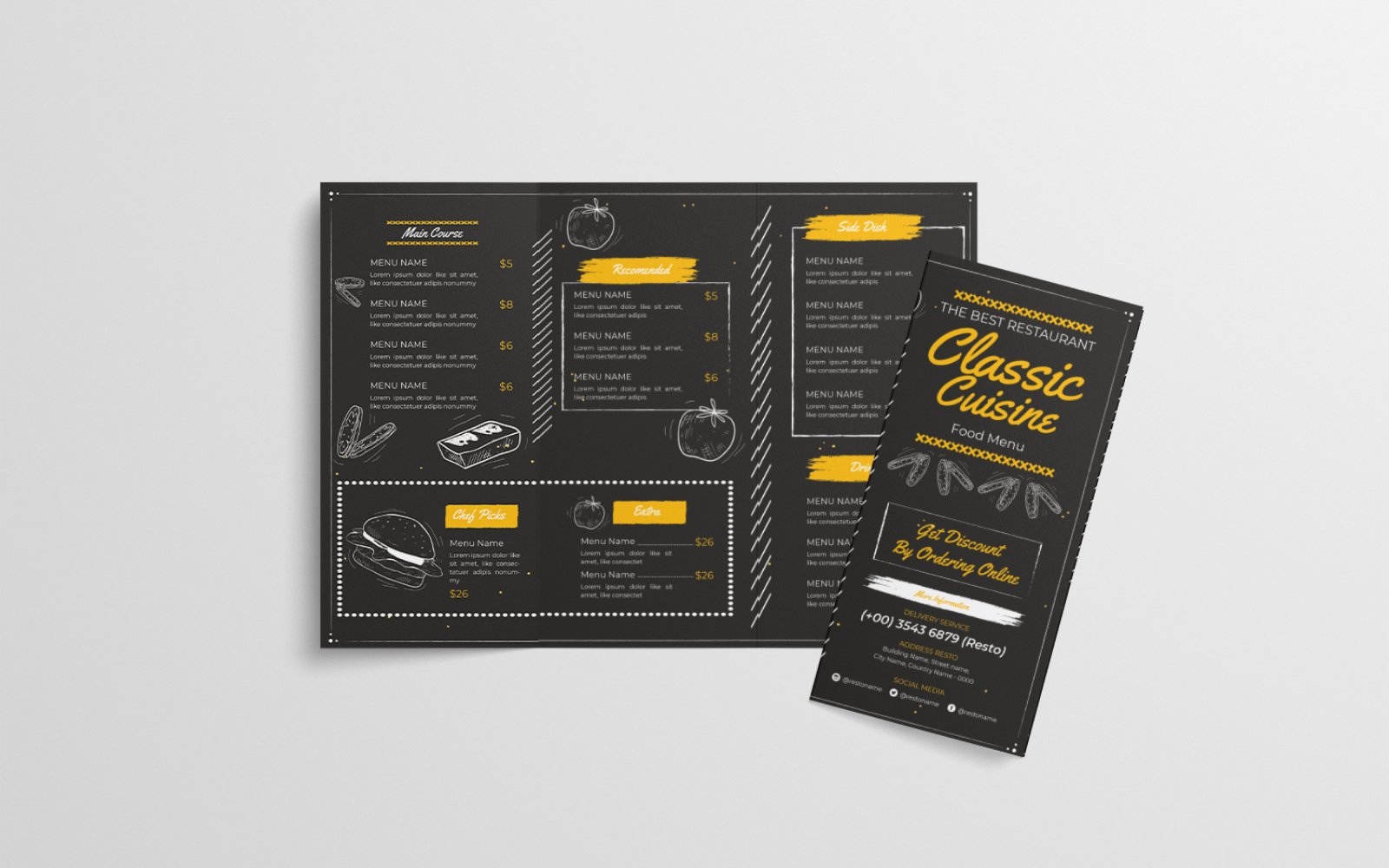 Food Menu Trifold Template