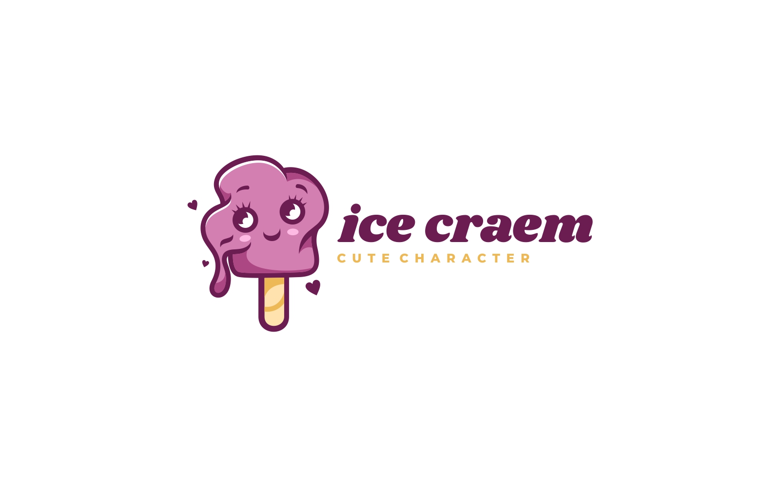 Ice Cream Cute Character Logo