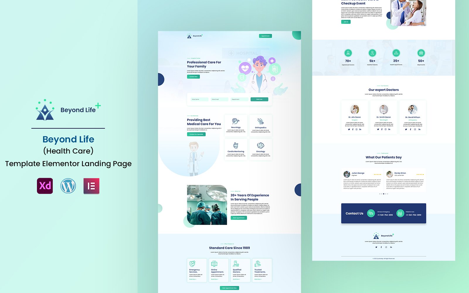 Beyond Life  Health Care Ready to Use Elementor Landing Page Template