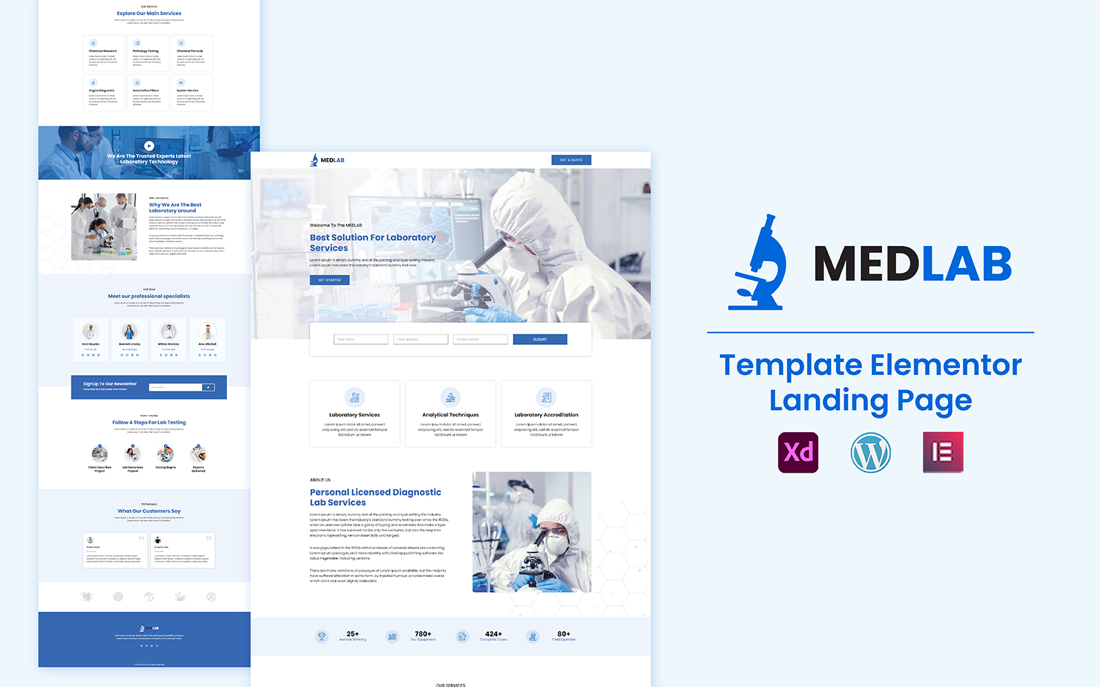 Medlab Laboratory Services Ready to Use Elementor Landing Page Template
