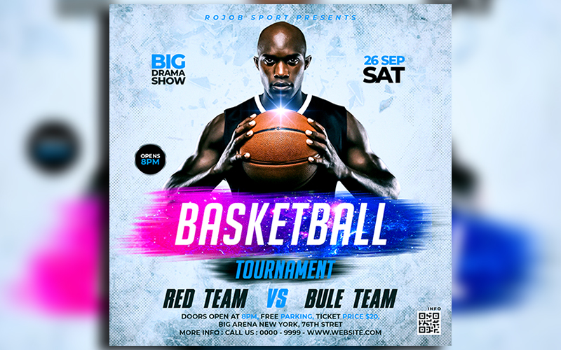 Basketball Tournament Social Media Instagram banner template