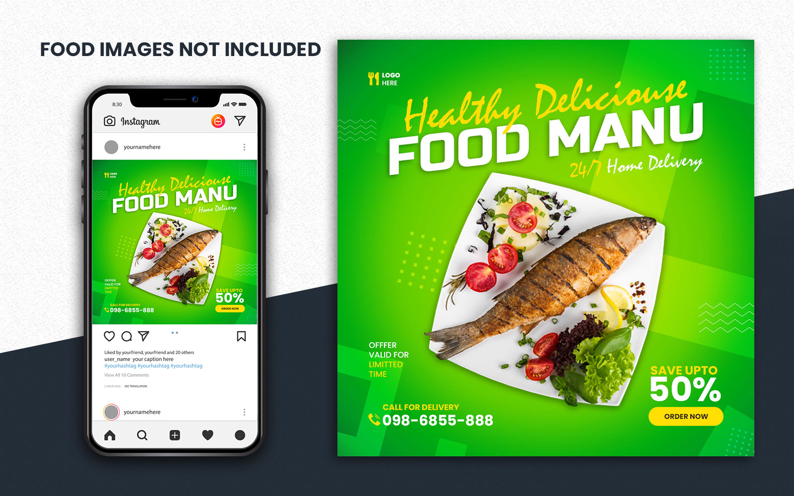 Healthy Food Instagram Post | Social Media Template