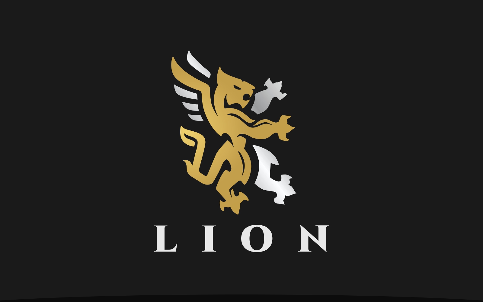 Winged Heraldry lion Logo