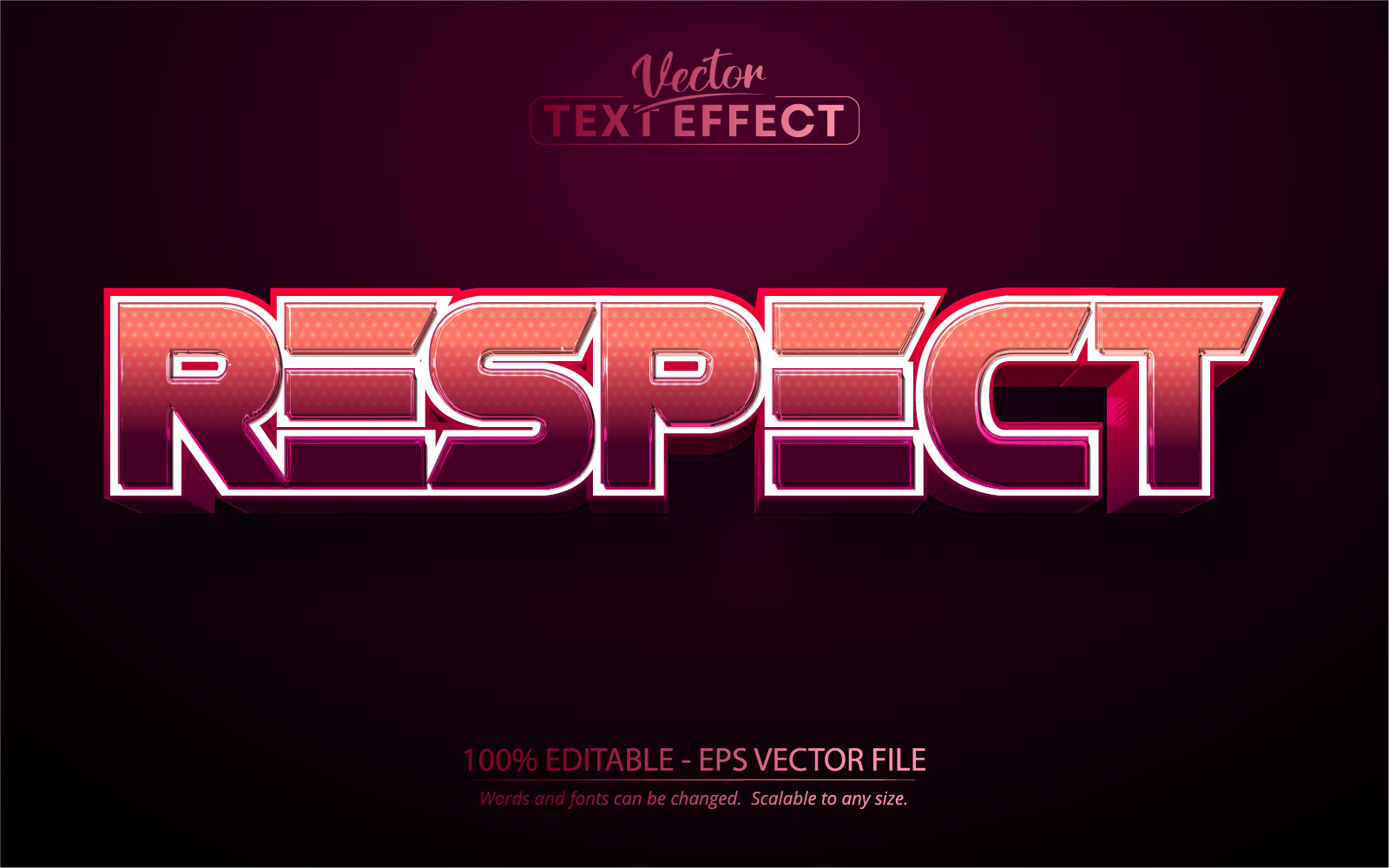 Respect - Editable Text Effect, Pink Sport Text Style, Graphics Illustration