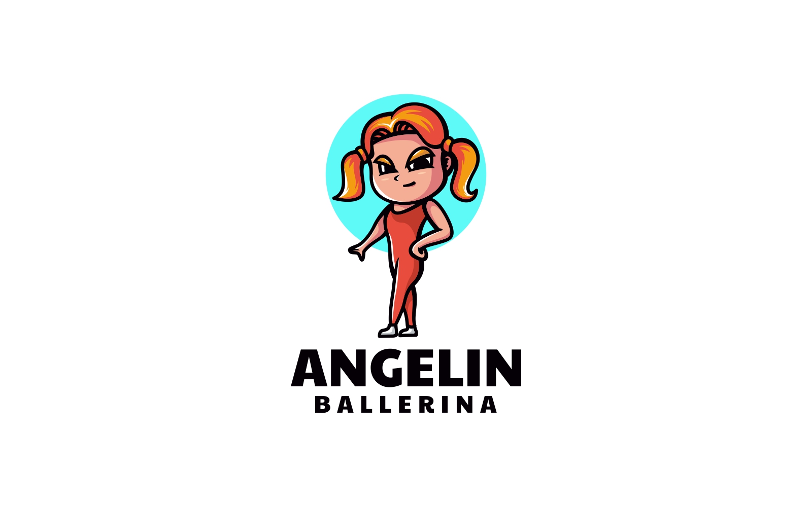 Ballerina Mascot Cartoon Logo