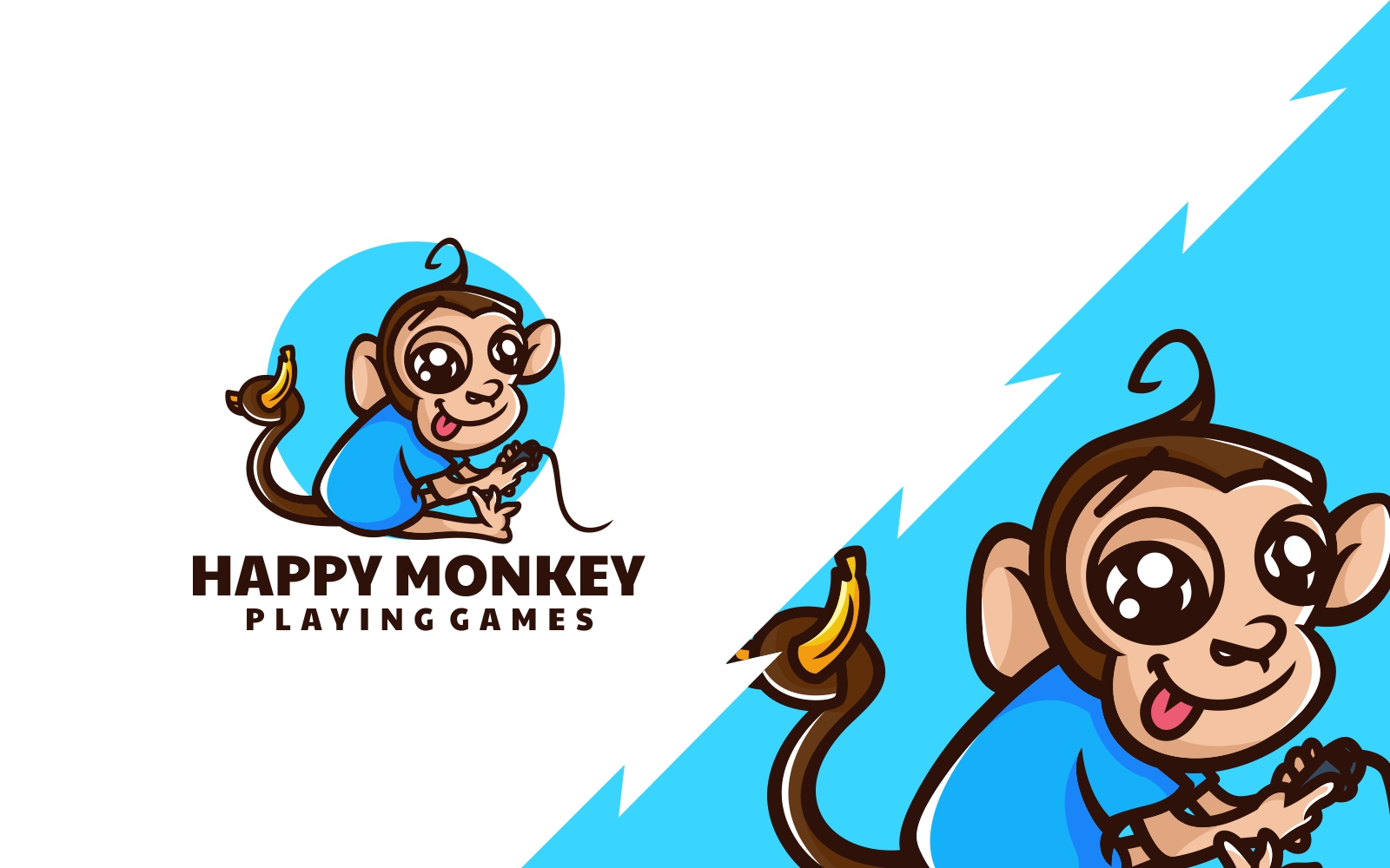 Happy Monkey Cartoon Logo
