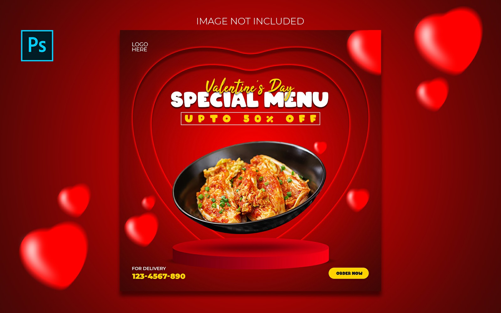 Valentine's Day Special Dinner Post and Promotional Food Post For Social Media