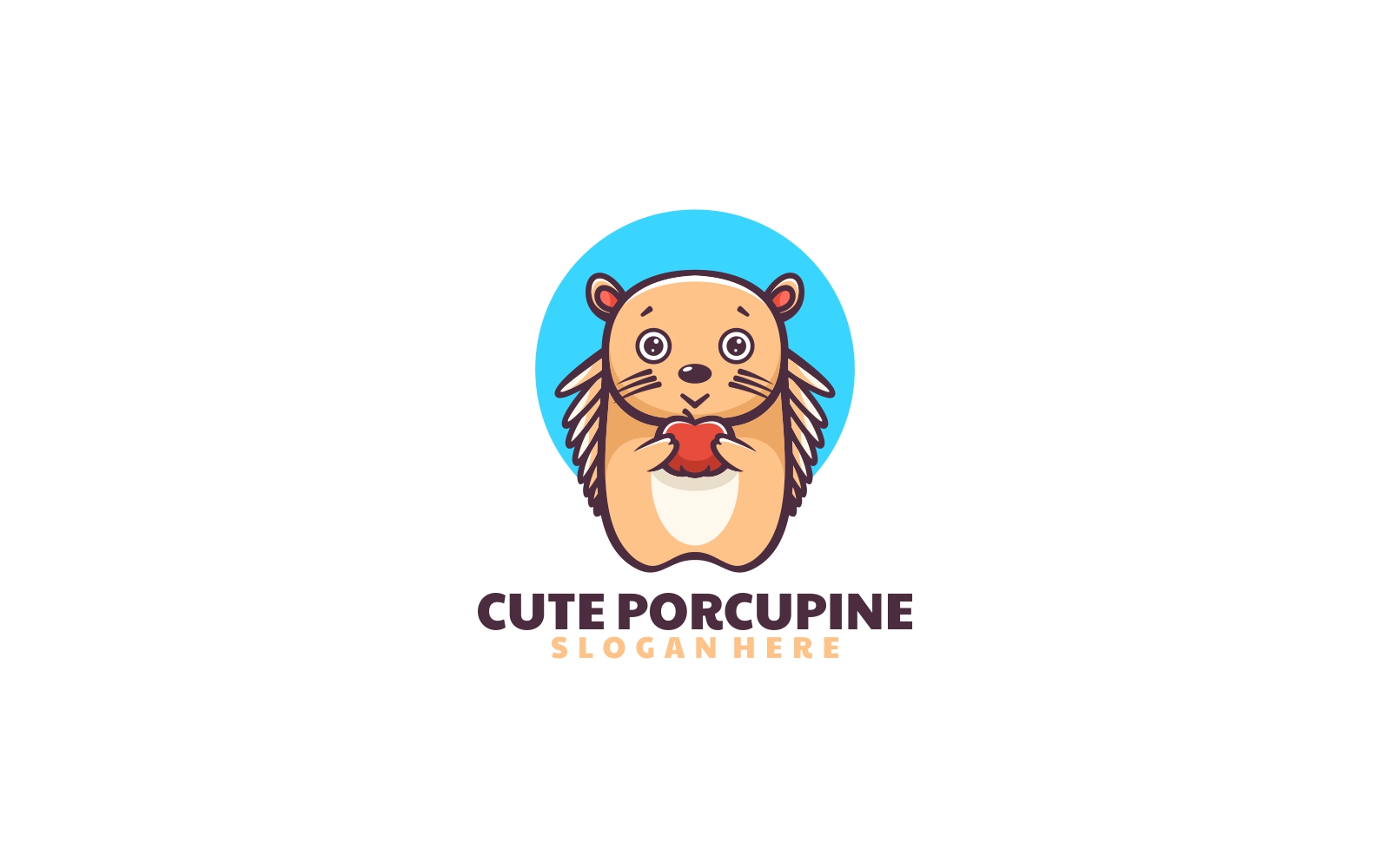 Cute Porcupine Simple Mascot Logo