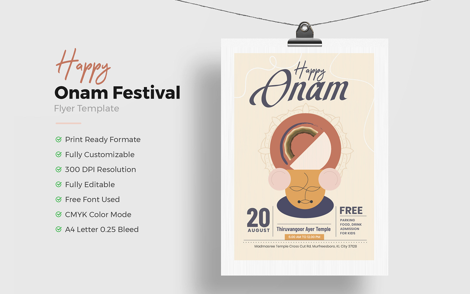 Creative Onam Flyer Template