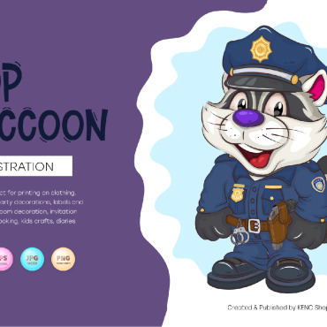 Raccoon Cop Vectors Templates 228544